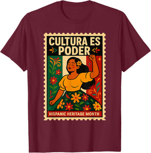 Herencia Latina – Cultura y Poder | Hispanic Heritage Gifts T-Shirt - T-Shirt | Maroon