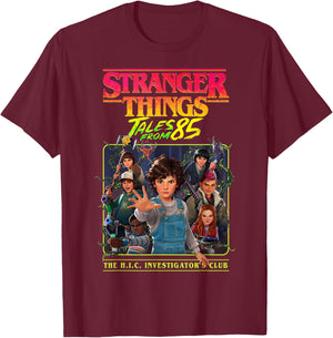 Stranger Things Tales from '85 H.I.C. Investigator's Team Up T-Shirt - T-Shirt | Maroon