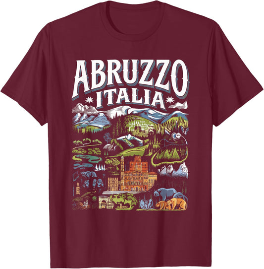Abruzzo Italia Vintage Flag Design T-Shirt - T-Shirt | Maroon