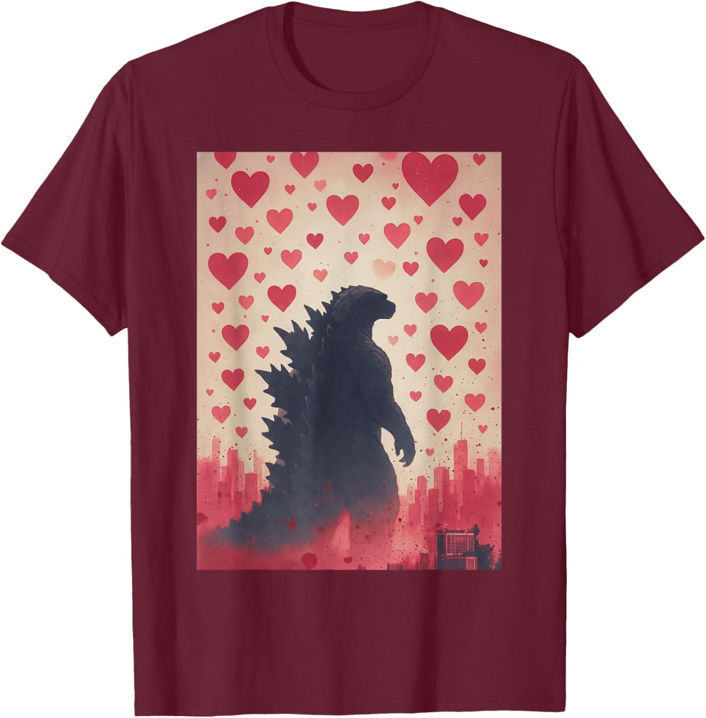 Japanese Valentine Kaiju Monster Art Men Boys Kids T-Shirt - T-Shirt | Maroon