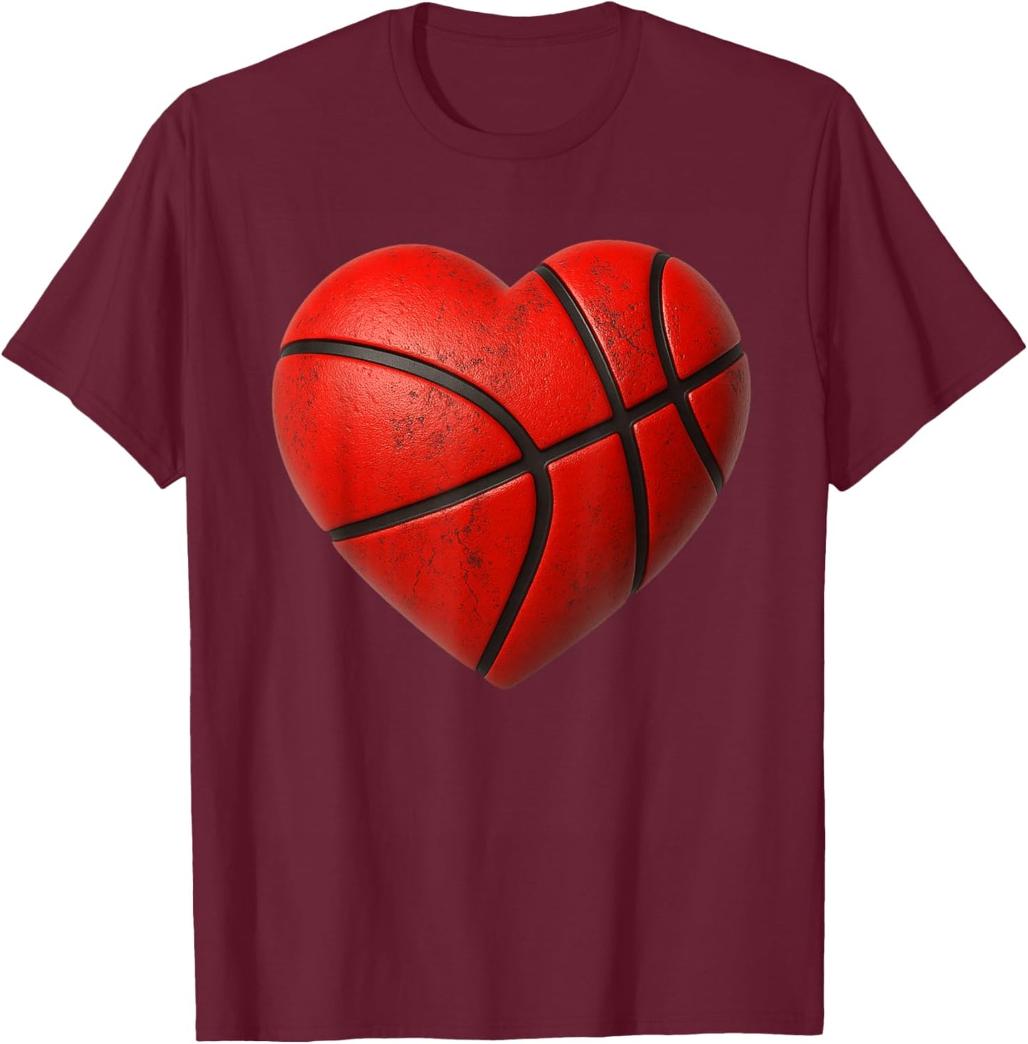 Basketball Heart Shape Valentines Day Love Boys Men T-Shirt - T-Shirt | Maroon