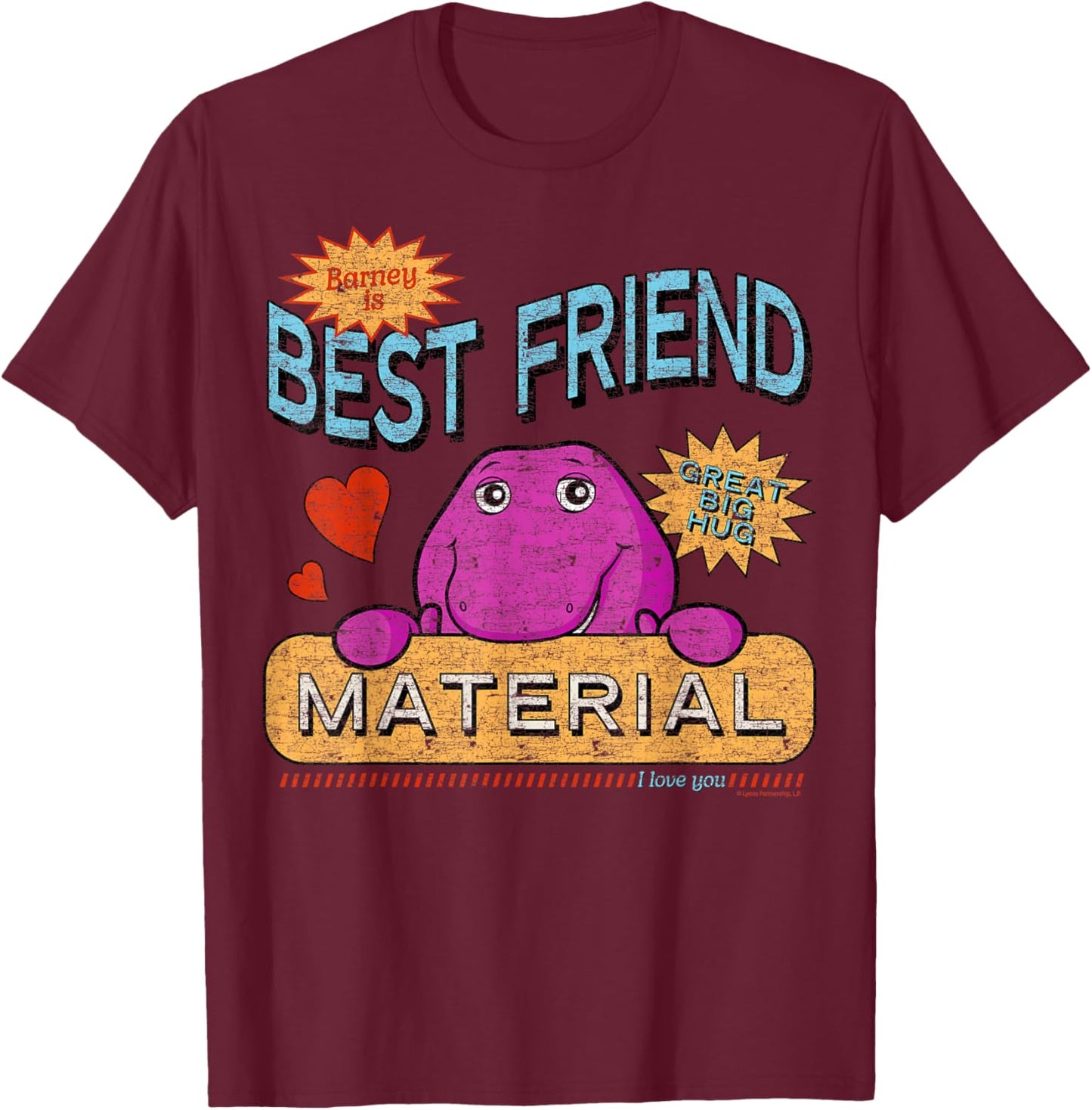 Barney Best Friend Material Retro T-Shirt - T-Shirt | Maroon