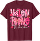 Valentine Vibes Cute Coquette Bow Red Heart Girl Women Kid T-Shirt - T-Shirt | Maroon