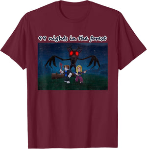 Funny 99 Nights Halloween Gamer Deer in The Forest Kids Meme T-Shirt - T-Shirt | Maroon