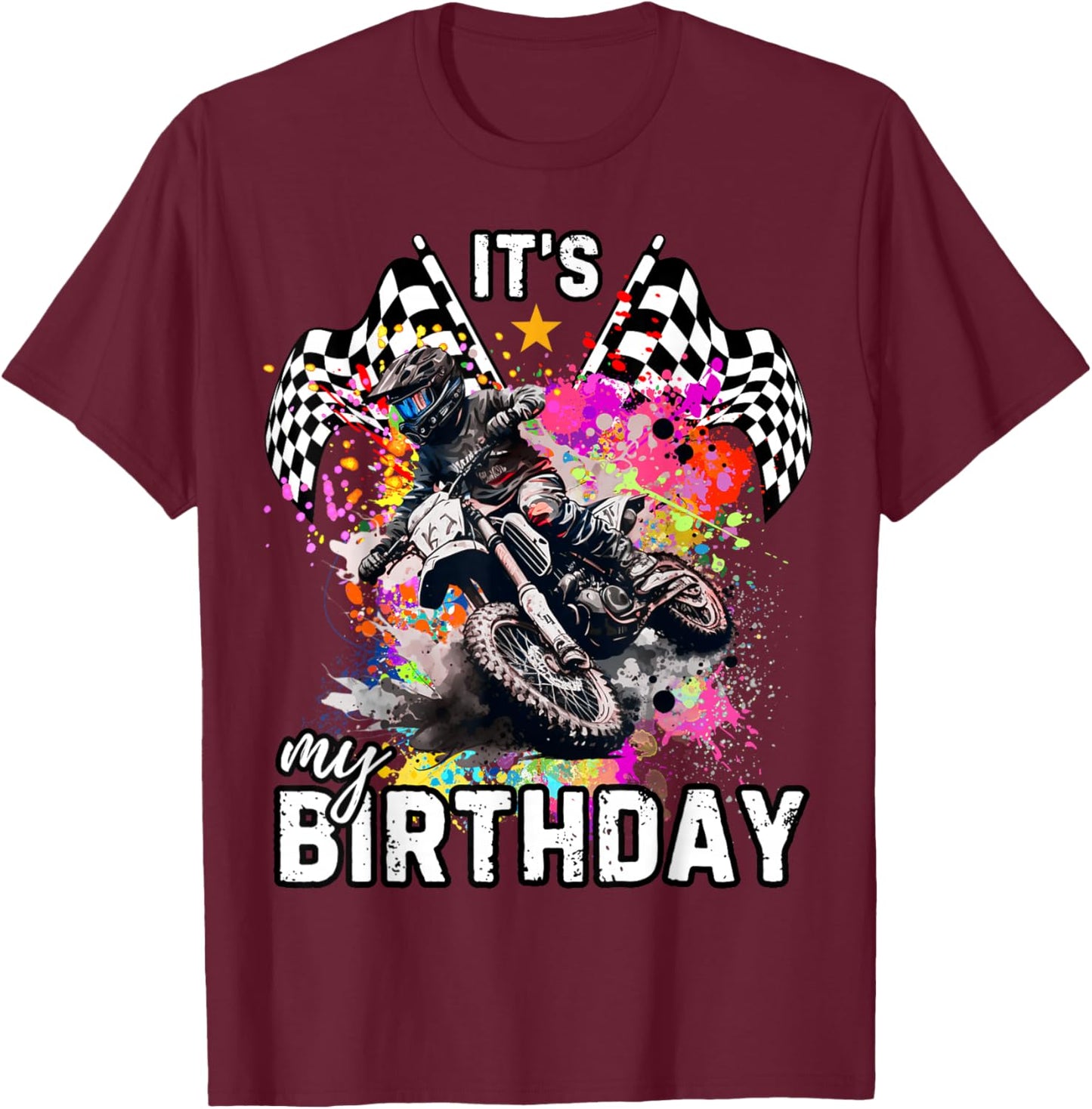 It's My Motocross Birthday T-Shirt - T-Shirt | Maroon