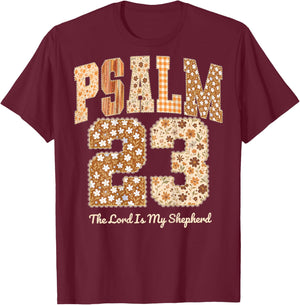 Psalm 23 The Lord is My Shepherd Bible Verse Floral Faith T-Shirt - T-Shirt | Maroon
