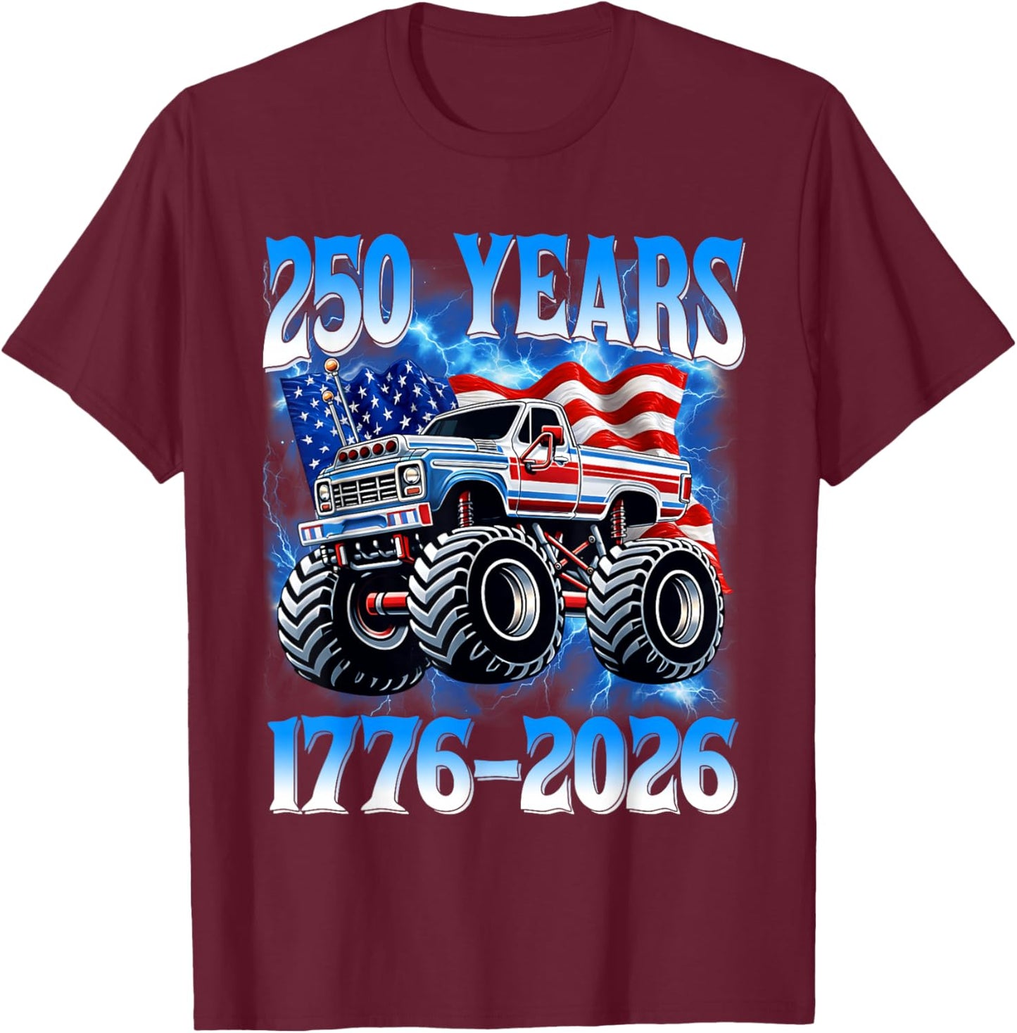 250 Years American 1776 2026 250th Toddler Boys 4th of July T-Shirt - T-Shirt | Maroon