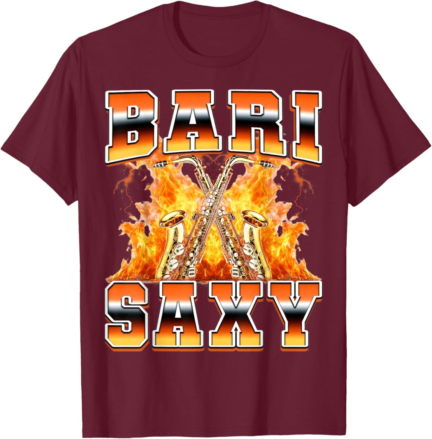 Bari Saxy Saxophone Player Instrument Saxophonist Sax 90s T-Shirt - T-Shirt | Maroon