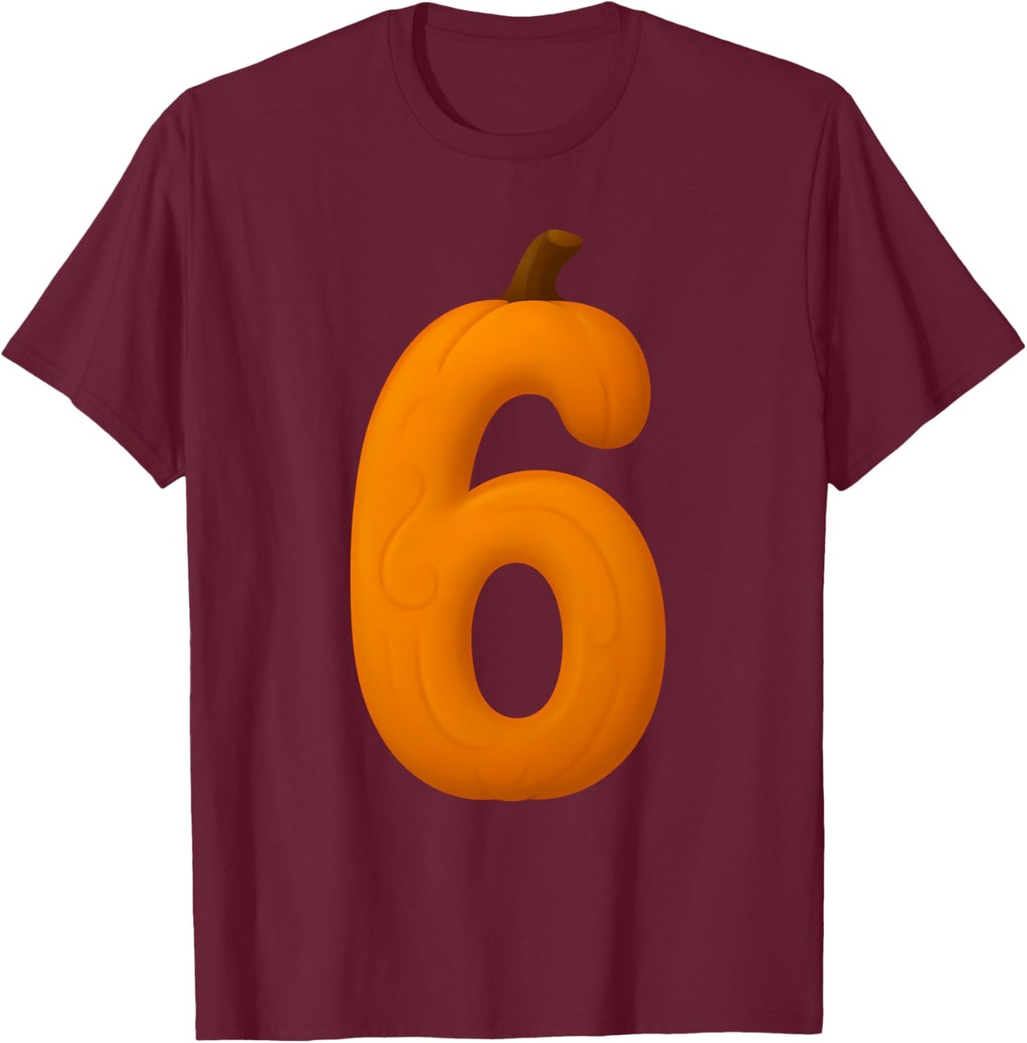6 Number Six Seven Fall Pumpkin Halloween Funny Matching T-Shirt - T-Shirt | Maroon