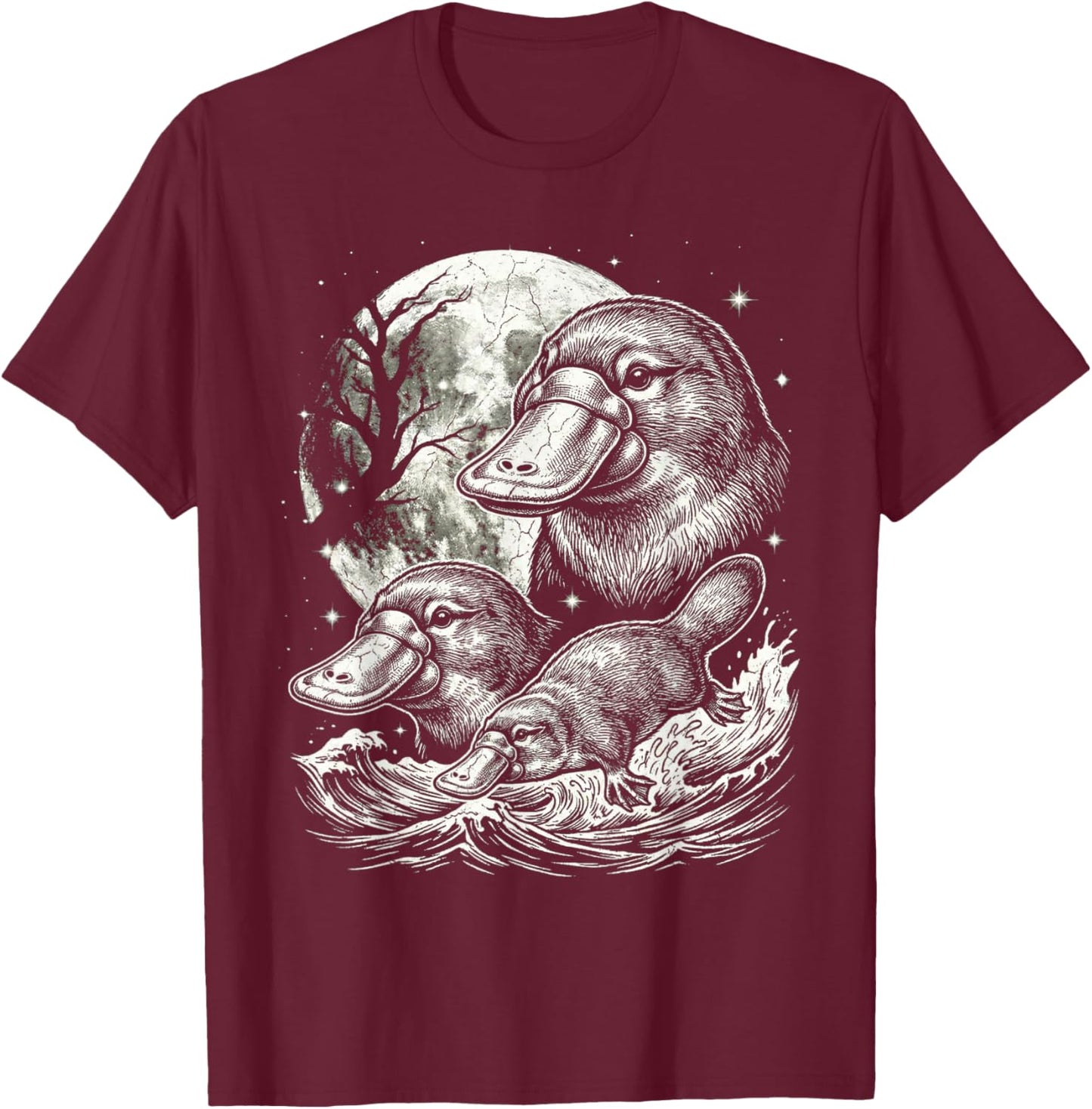 Platypus 90s Style Vintage Aesthetic Y2K Platypus Graphic T-Shirt - T-Shirt | Maroon