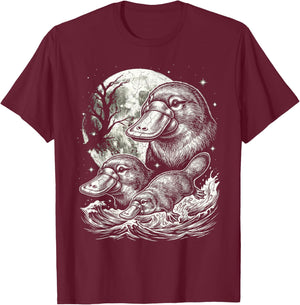 Platypus 90s Style Vintage Aesthetic Y2K Platypus Graphic T-Shirt - T-Shirt | Maroon