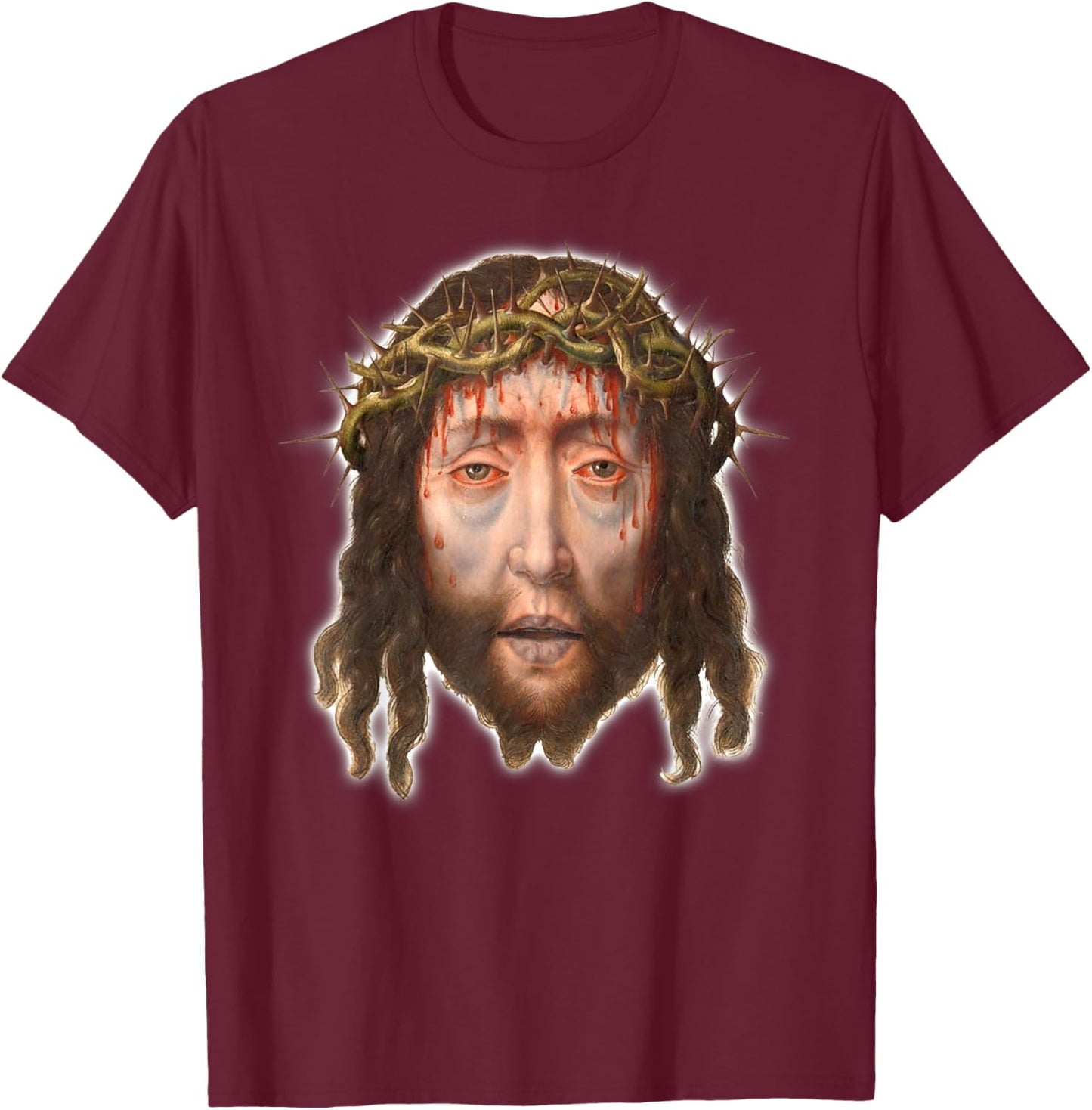 Jesus Christ Man of Sorrows Aelbert Bouts Painting 1505 T-Shirt - T-Shirt | Maroon