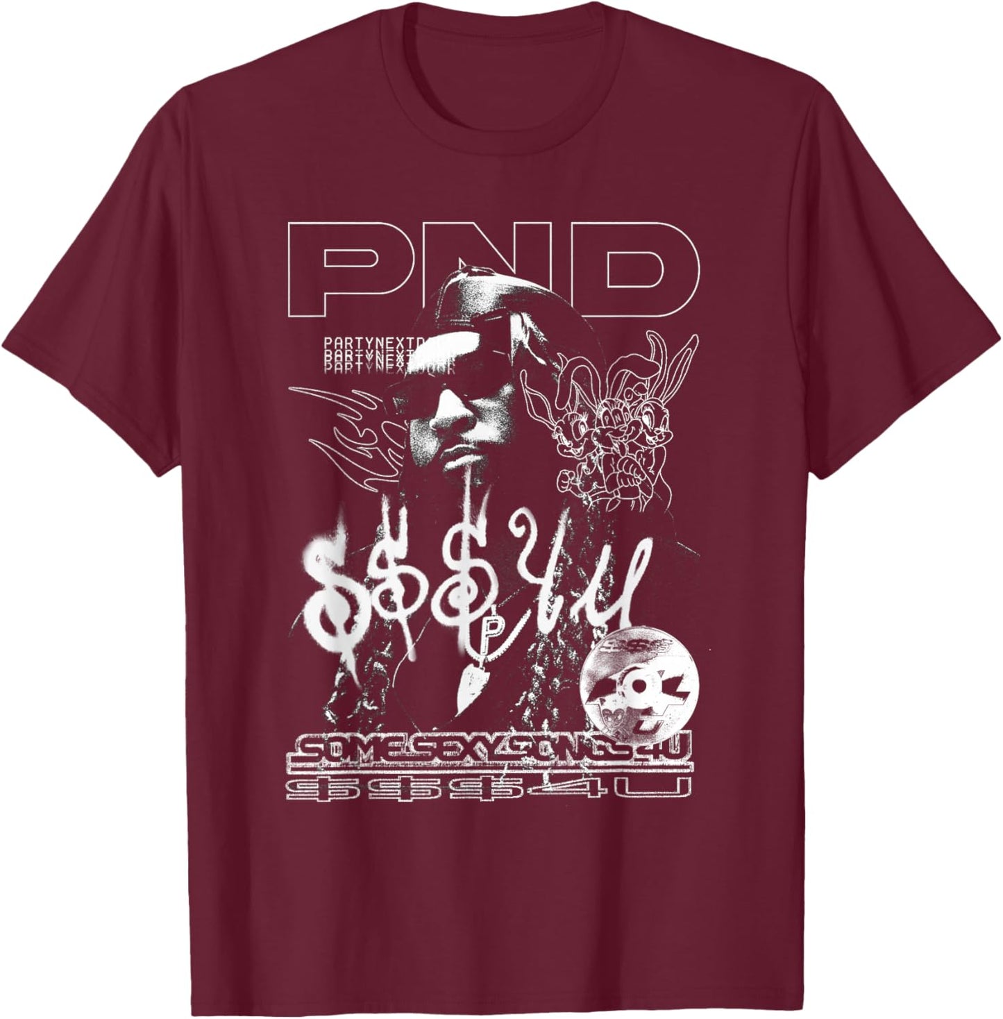 PARTYNEXTDOOR Outline Graphic T-Shirt - T-Shirt | Maroon