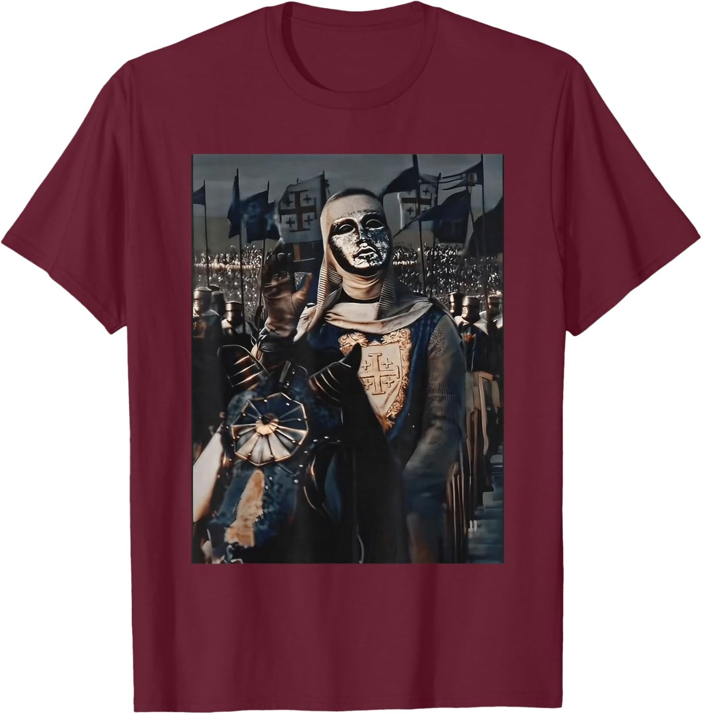 Sliver Mask King Baldwin IV Meme The Leper King Warrior T-Shirt - T-Shirt | Maroon
