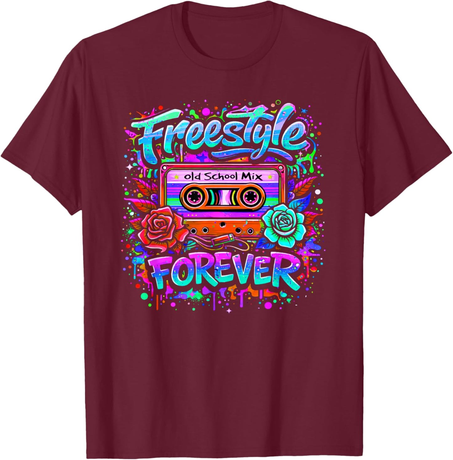 Freestyle Forever Retro 80s Dance Music Graffiti Style T-Shirt - T-Shirt | Maroon