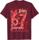 Six Seven Valentine 6 7 Meme Checkered Coquette Bow T-Shirt - T-Shirt | Maroon