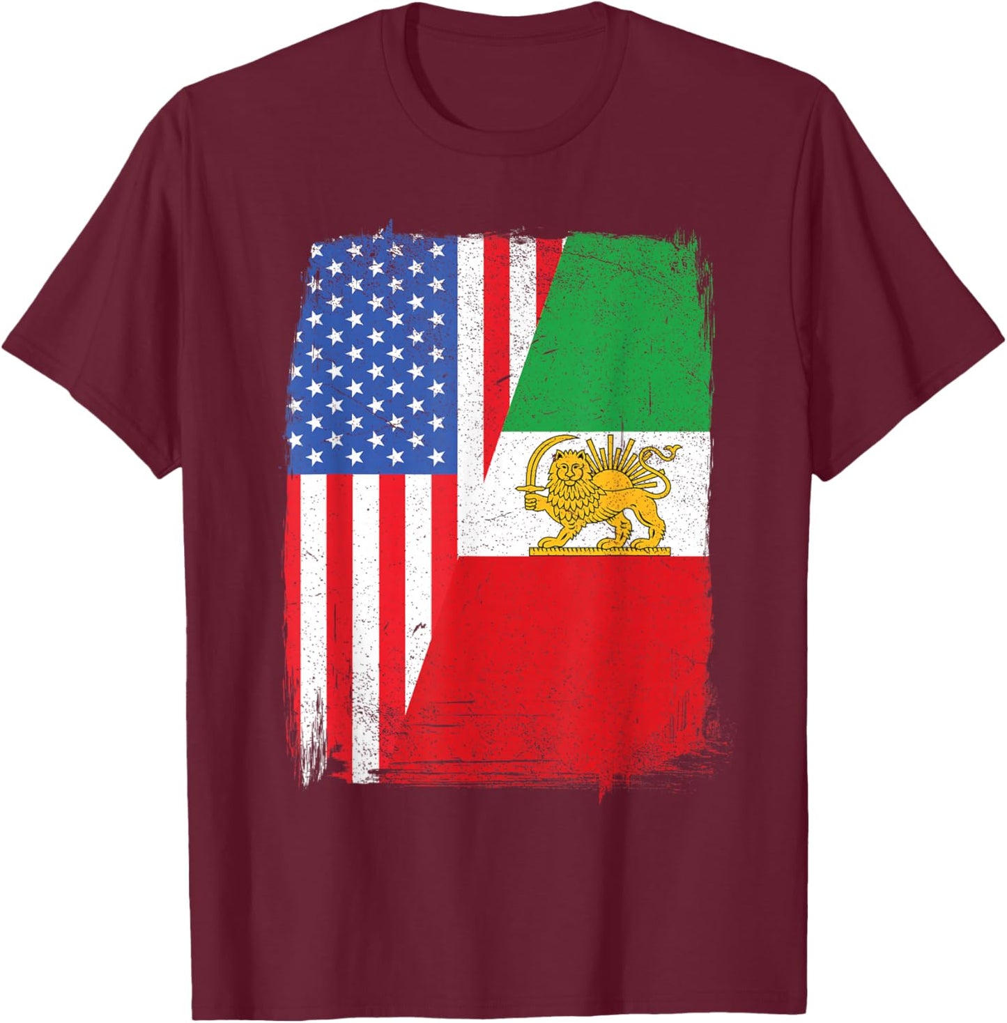 Persian American Flag USA Persia Roots Heritage T-Shirt - T-Shirt | Maroon