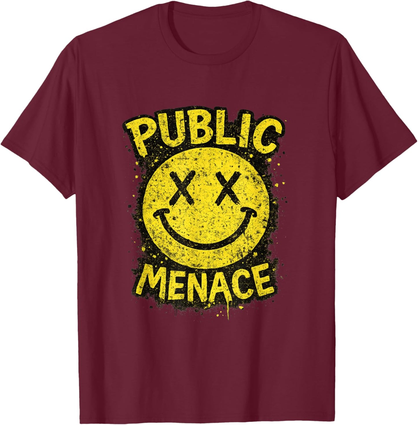 Vintage Public Menace Graphic Hilarious Meme Sayings T-Shirt - T-Shirt | Maroon