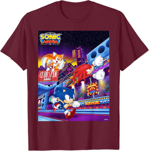 Sonic The Hedgehog - Sonic Mania Club Spin T-Shirt - T-Shirt | Maroon