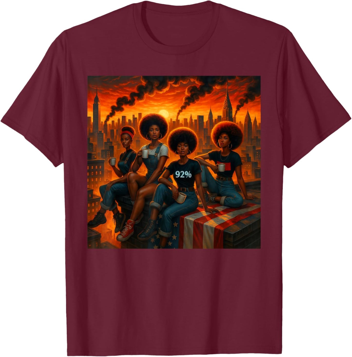 We Told Y'all 92% Afro Women African American Black History T-Shirt - T-Shirt | Maroon