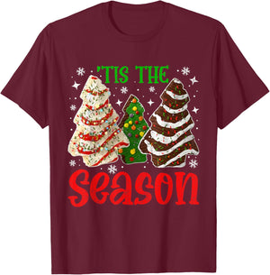 Retro Tis The Season Christmas Tree Cakes T-Shirt - T-Shirt | Maroon