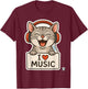 I Love Music Tiger Cat T-Shirt - T-Shirt | Maroon