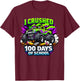 I Crushed 100 Days of School Monster Truck 100th Day Boys T-Shirt - T-Shirt | Maroon