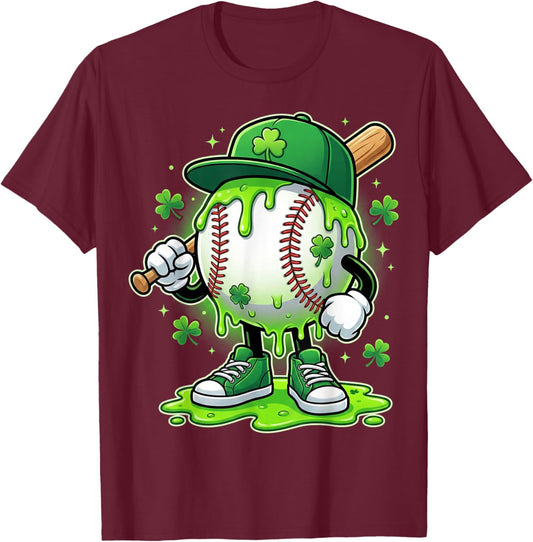 Baseball Drip Icecream Apparel Youth Boy St Patricks Day T-Shirt - T-Shirt | Maroon