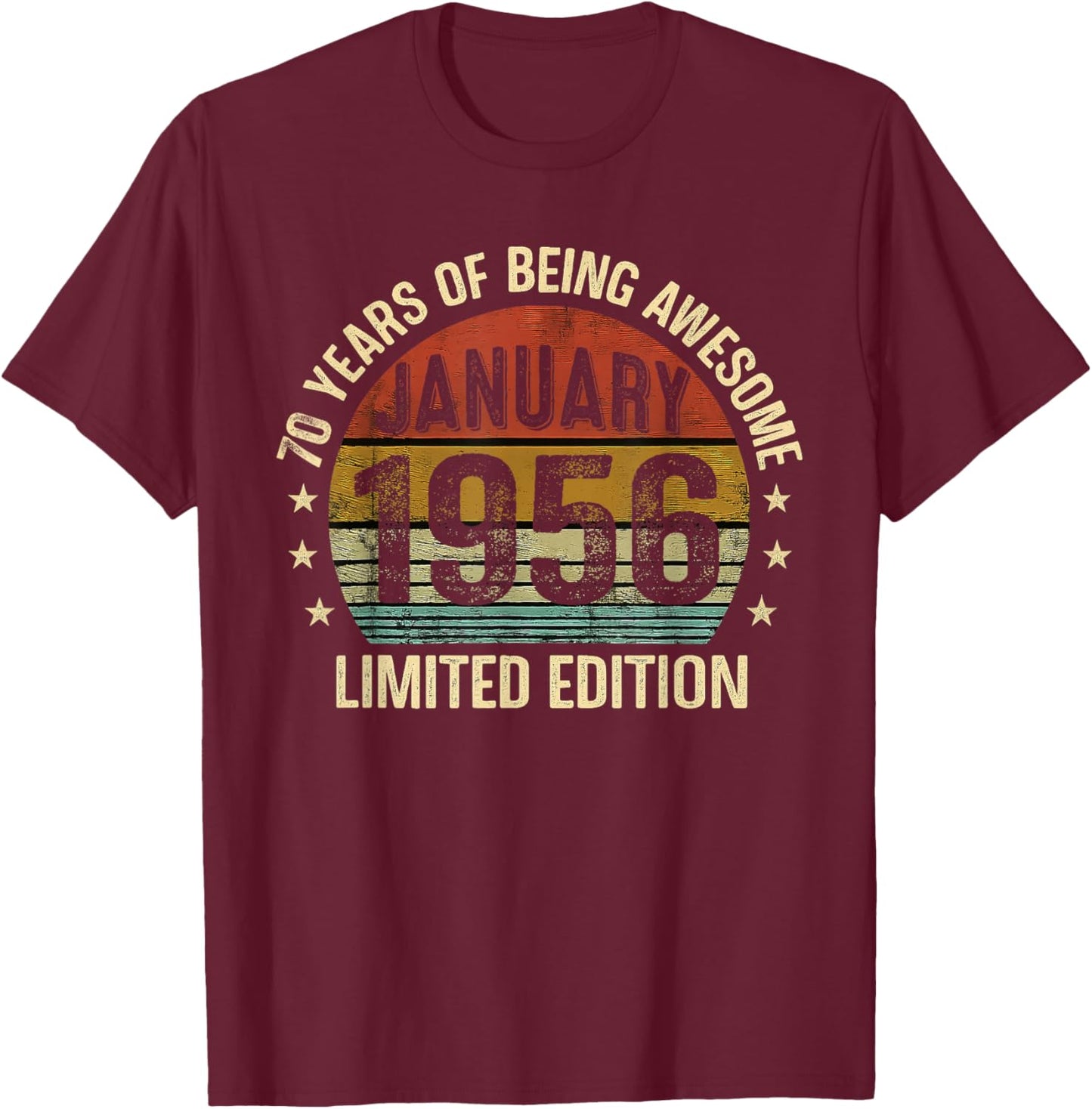 January Birthday Est 1956 Limited Edition Vintage 70th T-Shirt - T-Shirt | Maroon