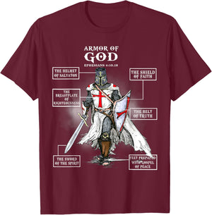 Armor of God Knight Templar Christian T-Shirt - T-Shirt | Maroon