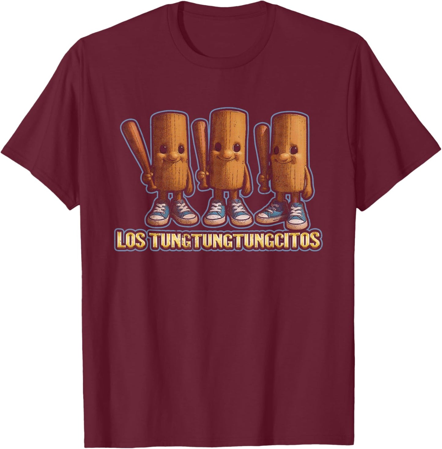 Los Tungtungtungcitos Italian Brainrot T-Shirt - T-Shirt | Maroon