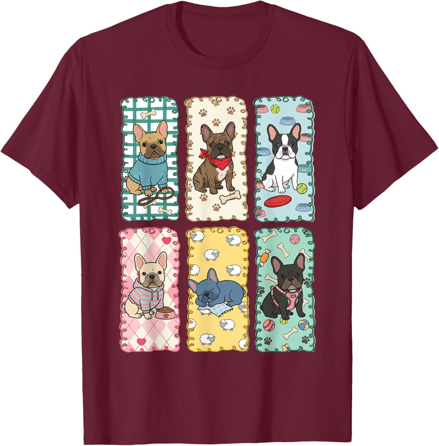 French Bulldog T-Shirt - T-Shirt | Maroon