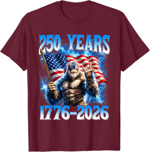 250 Years American 1776 2026 250th USA Patriotic 4th of July T-Shirt - T-Shirt | Maroon
