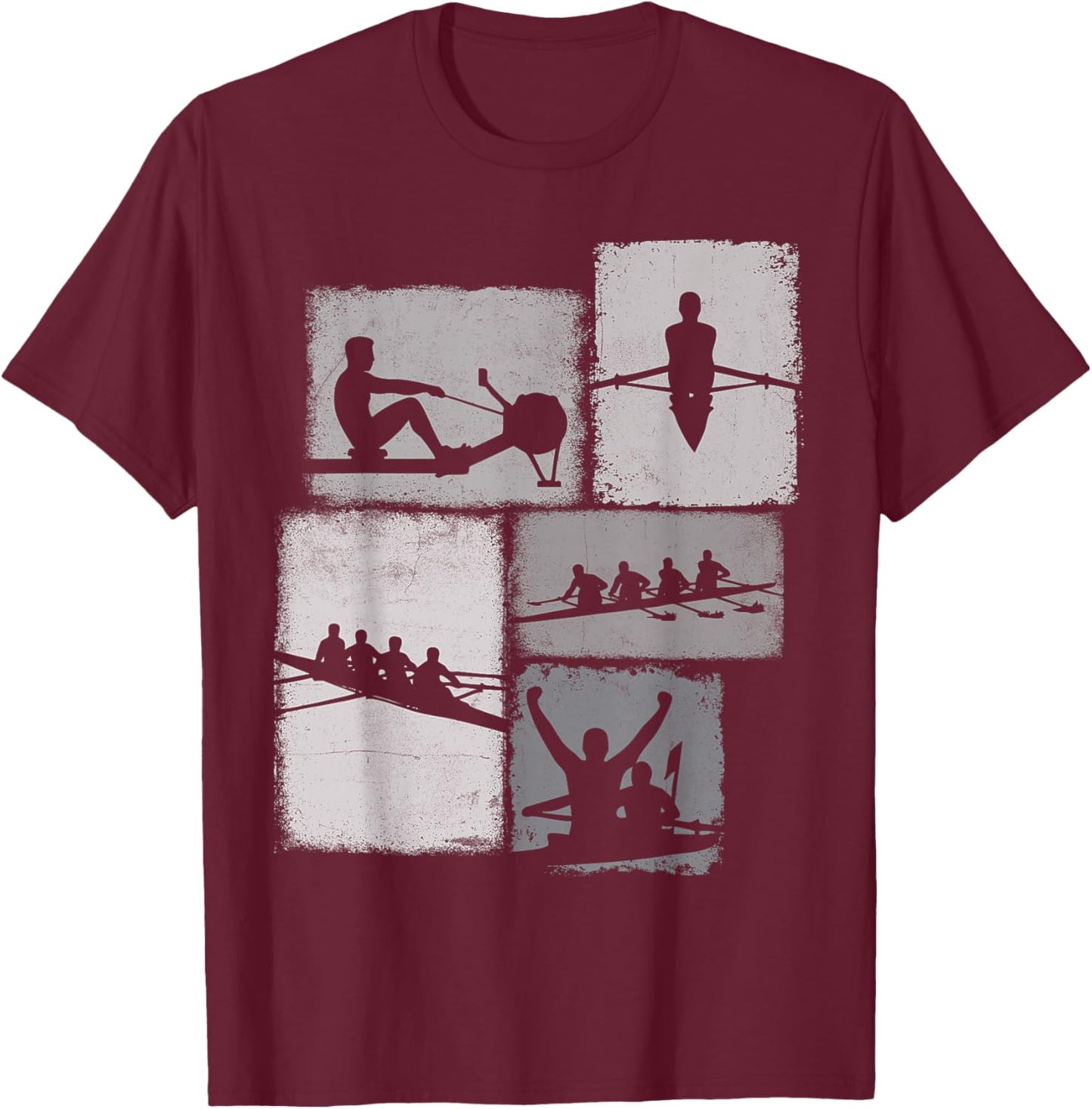 Rowing Collage Rower Men Kids Coach Youth Boys T-Shirt - T-Shirt | Maroon