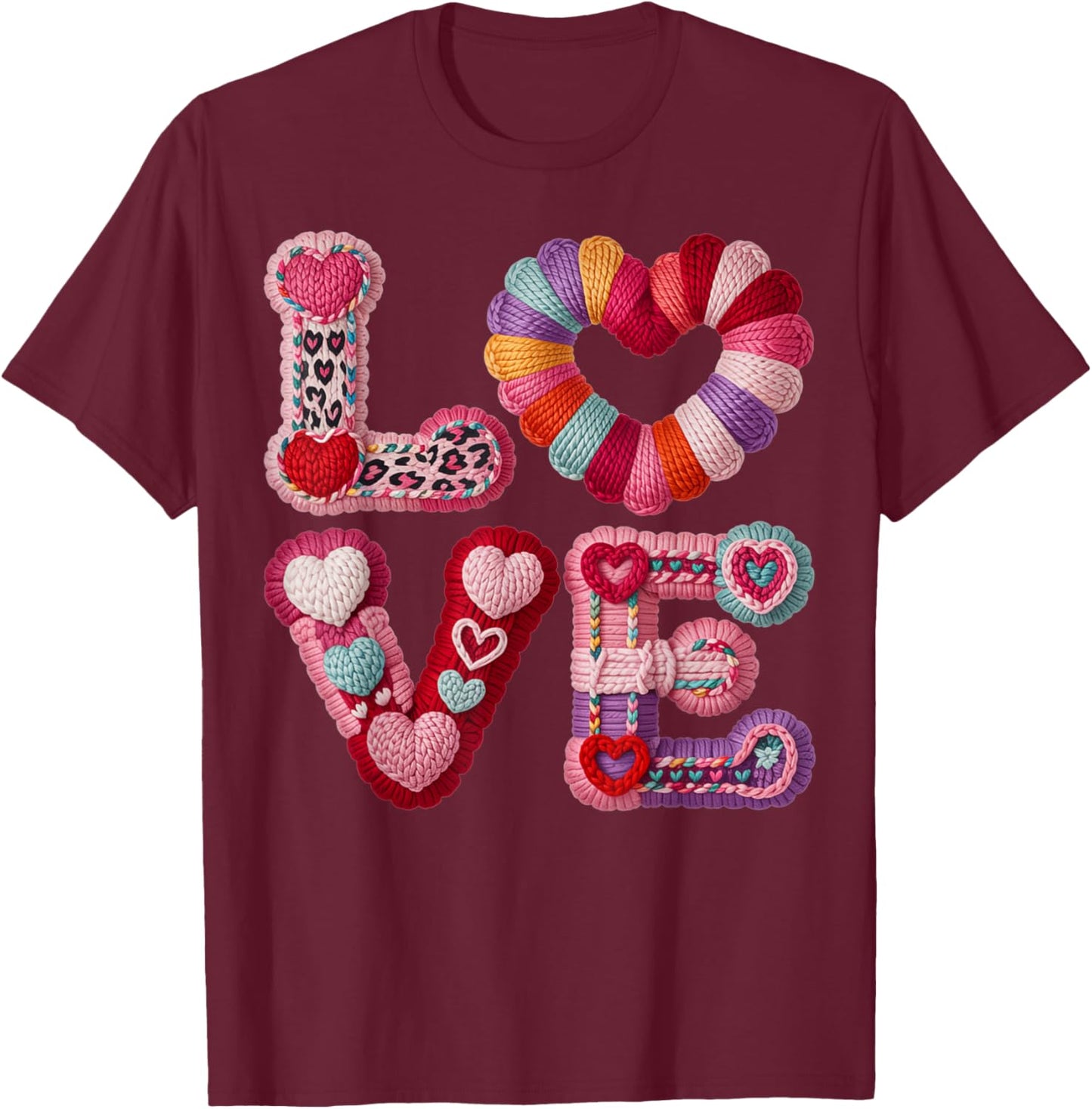 Valentines Day Love Letters Hearts Matching Couples T-Shirt - T-Shirt | Maroon