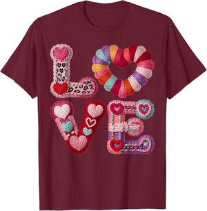 Valentines Day Love Letters Hearts Matching Couples T-Shirt - T-Shirt | Maroon
