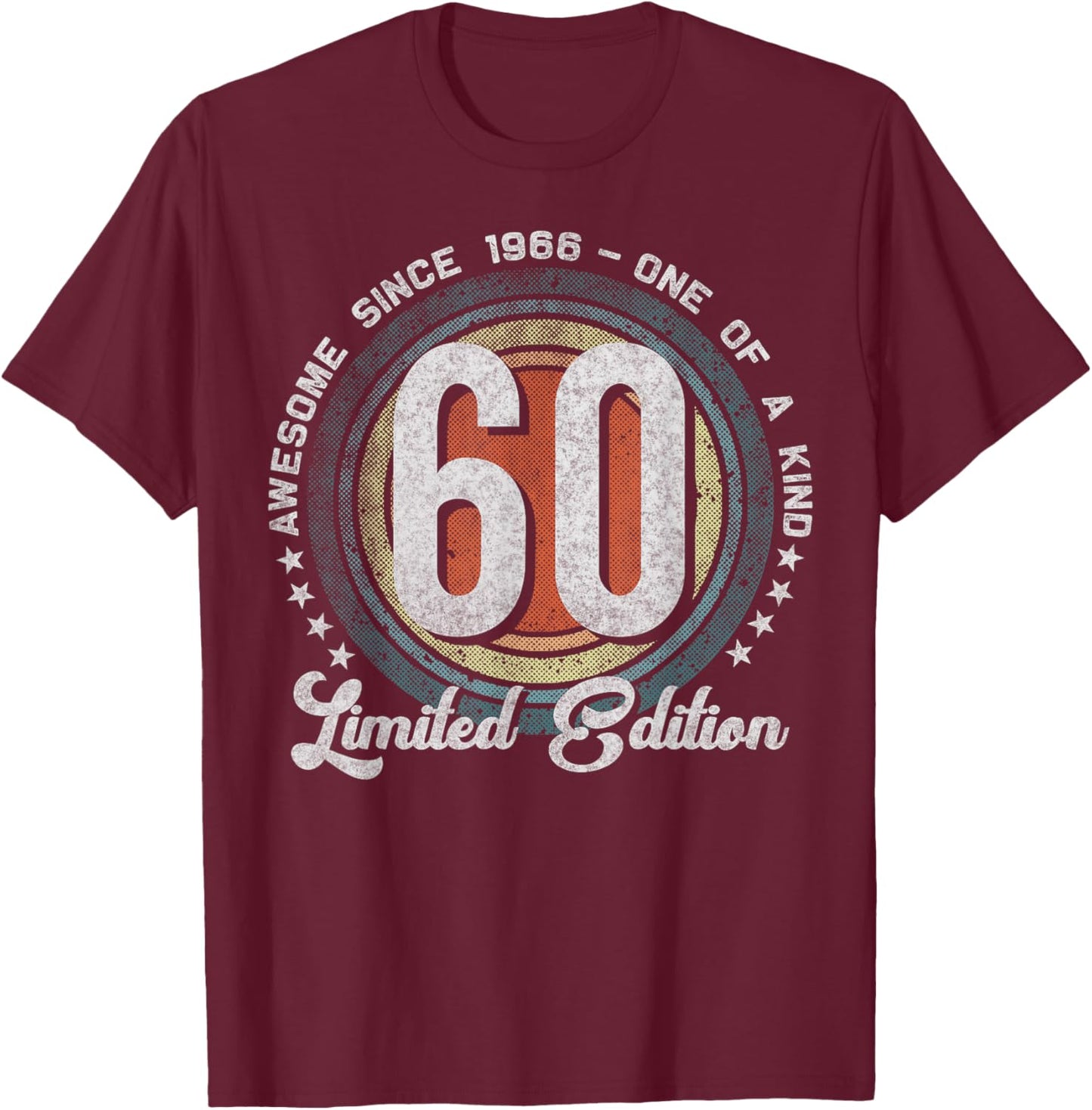 60 Year Old Gifts Vintage 1966 Limited Edition 60th Birthday T-Shirt - T-Shirt | Maroon