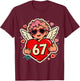 Valentine 67 Six Seven Cupid Heart Meme Design T-Shirt - T-Shirt | Maroon