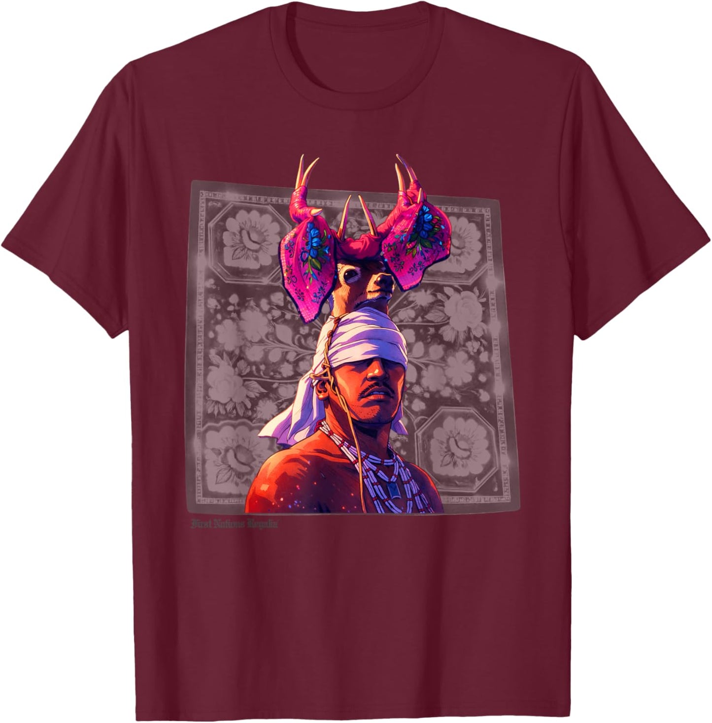 Yaqui Deer Dancer Pride Retro Comic Art T-Shirt - T-Shirt | Maroon