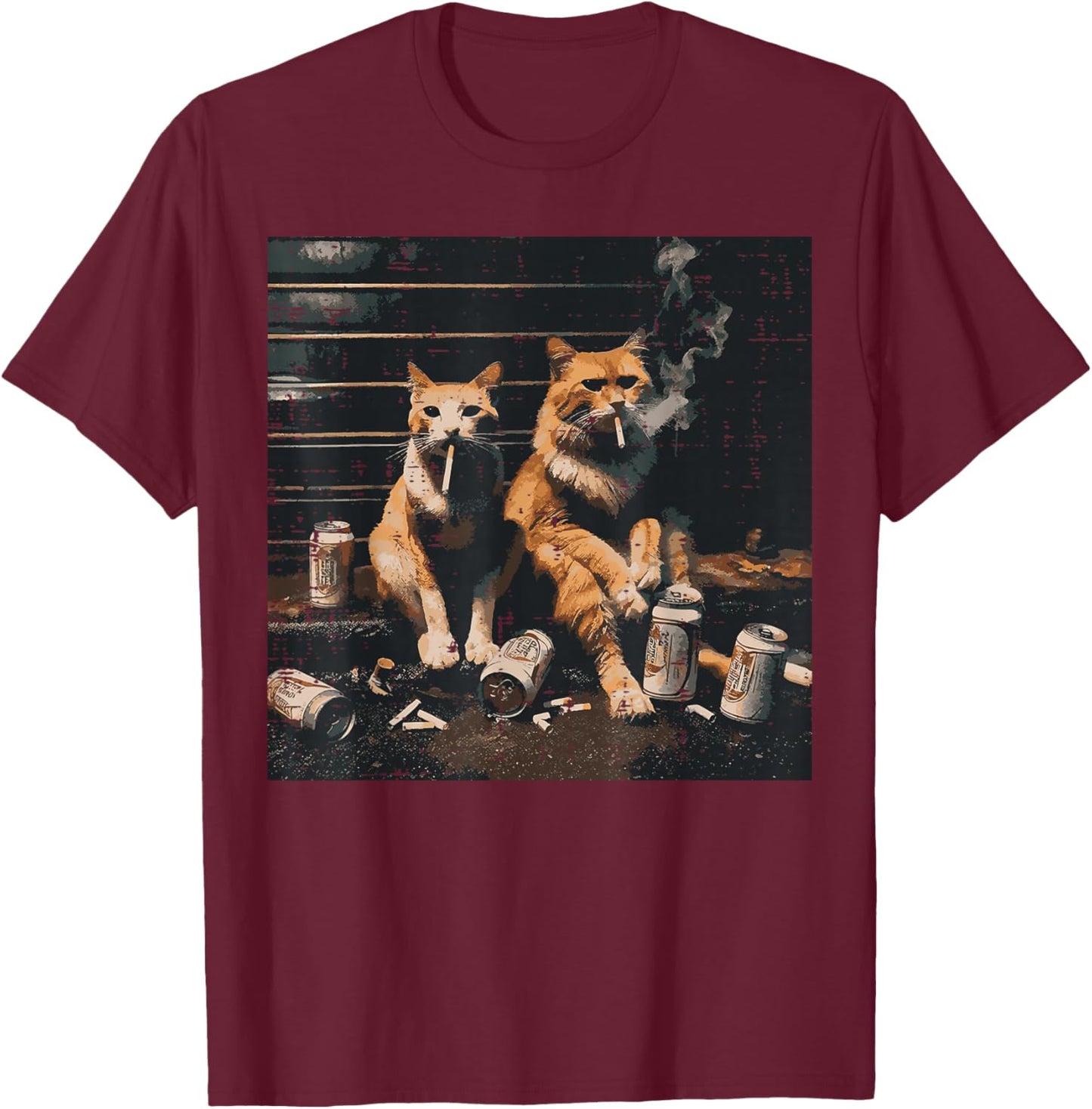 Gangsta Cats Funny Gangster Street Meme Humor Men Women T-Shirt - T-Shirt | Maroon