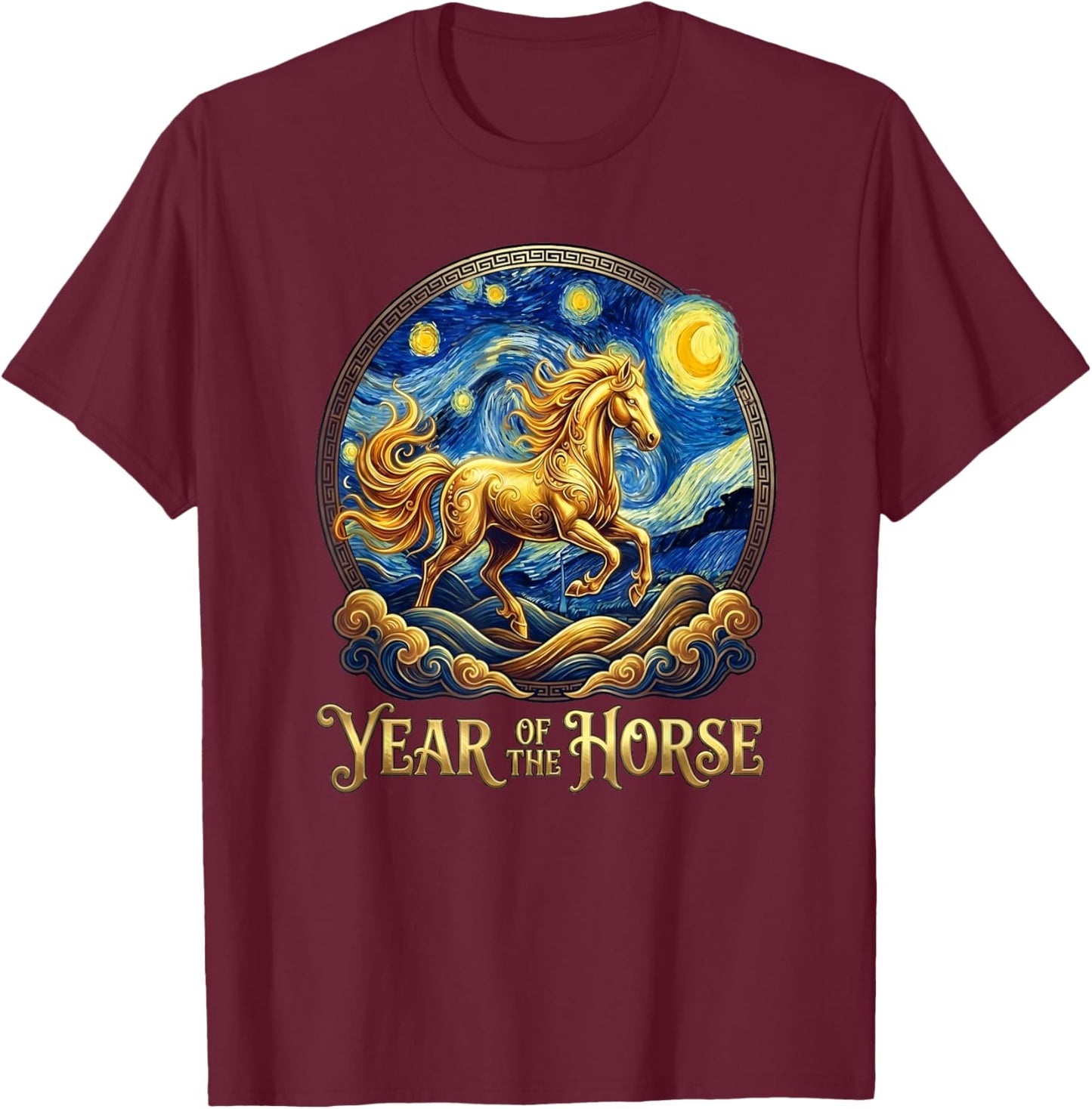 Lunar New Year The Horse Year Chinese Zodiac Fire Horses T-Shirt - T-Shirt | Maroon