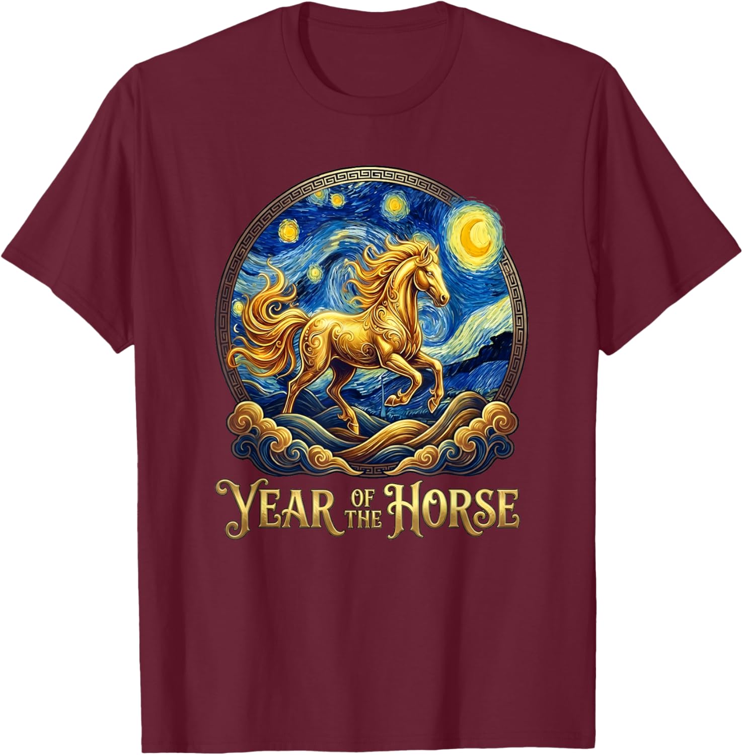 Lunar New Year The Horse Year Chinese Zodiac Fire Horses T-Shirt - T-Shirt | Maroon