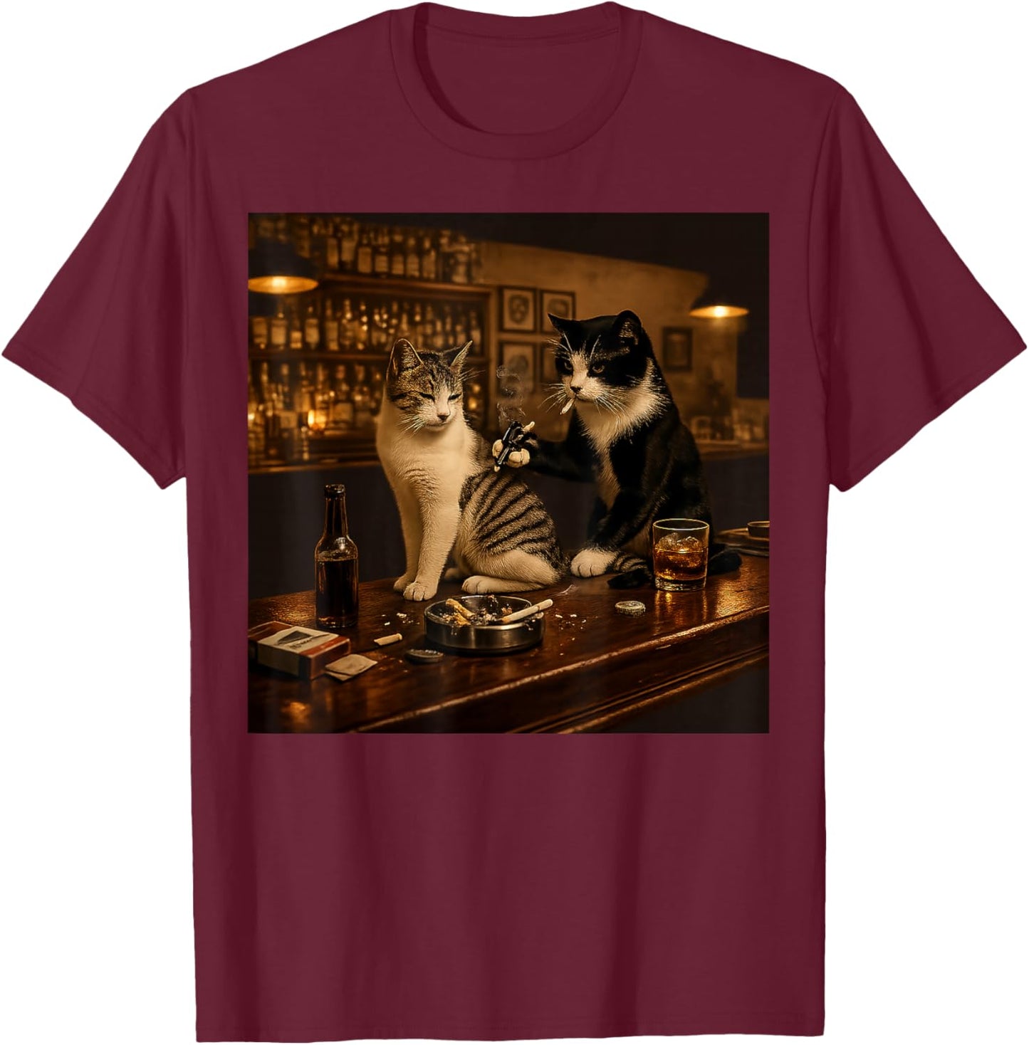 Vintage Cat Tattoo Inked Kitten Artist Gifts Women T-Shirt - T-Shirt | Maroon
