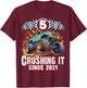 Birthday Monster Truck 5 Year Old Boys 5th Party Born 2021 T-Shirt - T-Shirt | Maroon