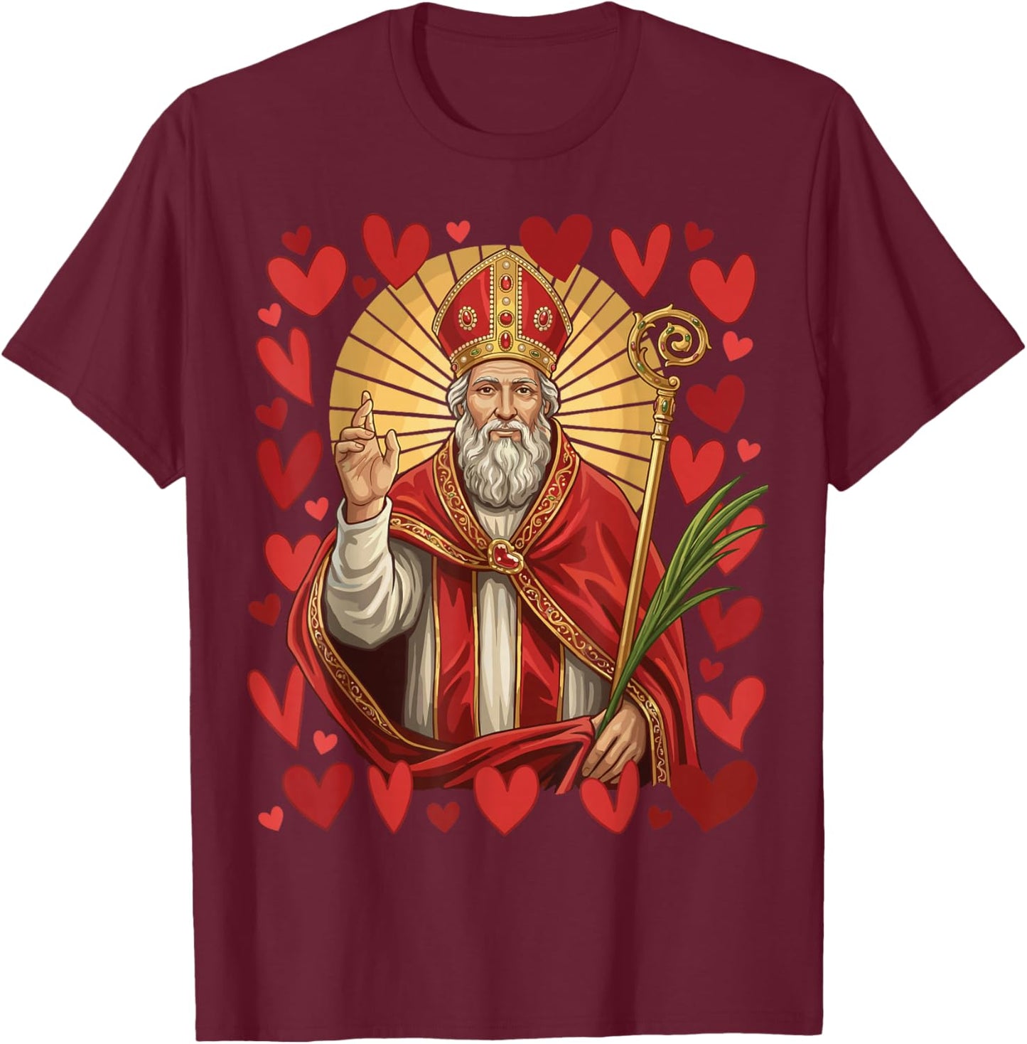 Saint Valentine Catholic St Valentines Patron Saint of Love T-Shirt - T-Shirt | Maroon
