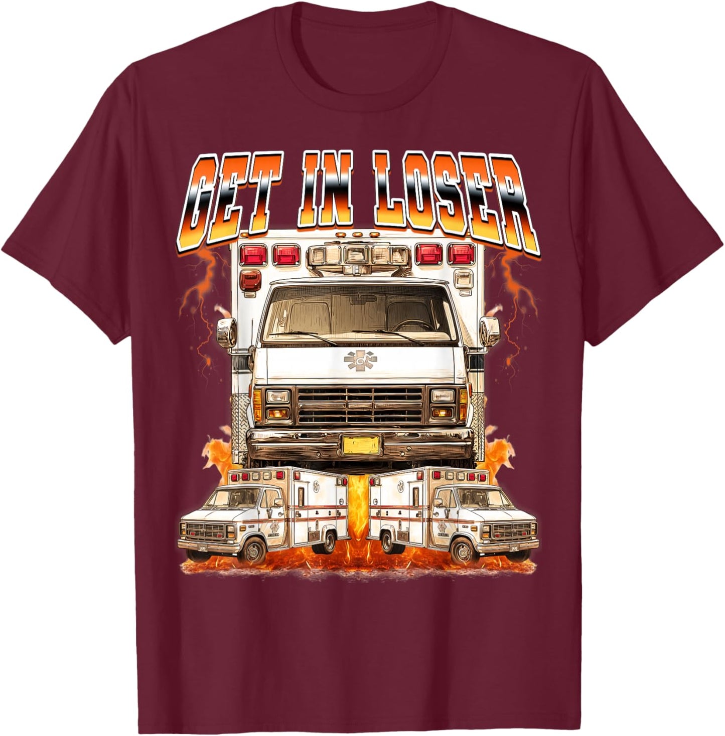 Ambulance Driver EMT 90s Bootleg T-Shirt - T-Shirt | Maroon