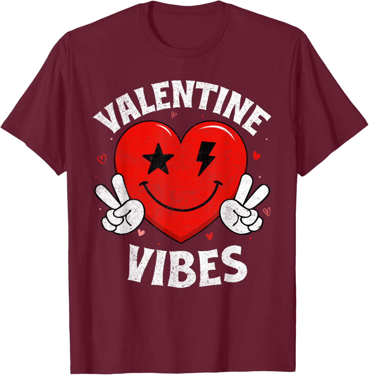 Valentine Vibes Hippie Valentines Day Shirts for Girls Women T-Shirt - T-Shirt | Maroon