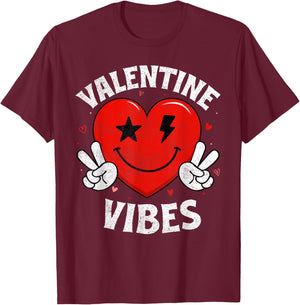 Valentine Vibes Hippie Valentines Day Shirts for Girls Women T-Shirt - T-Shirt | Maroon