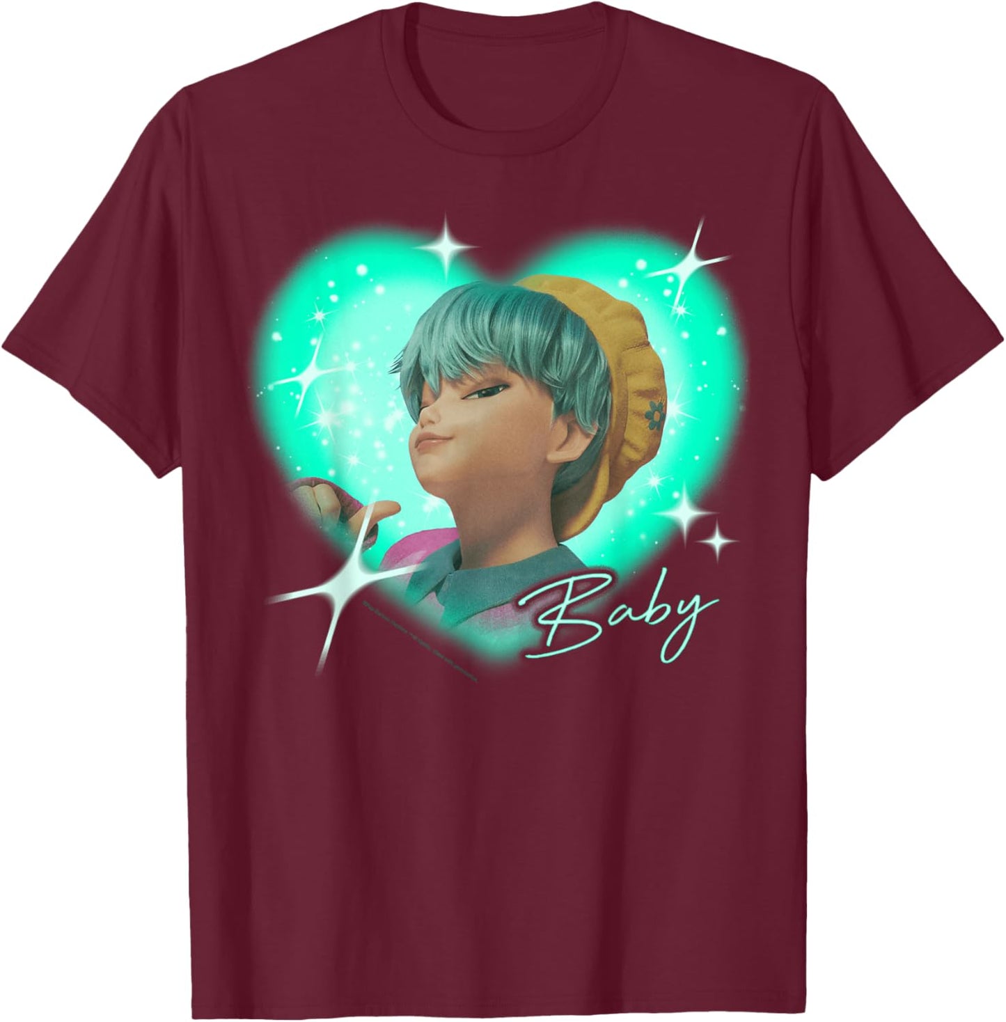 Kpop Demon Hunters The Saja Boys Baby Charming Gaze Heart T-Shirt - T-Shirt | Maroon