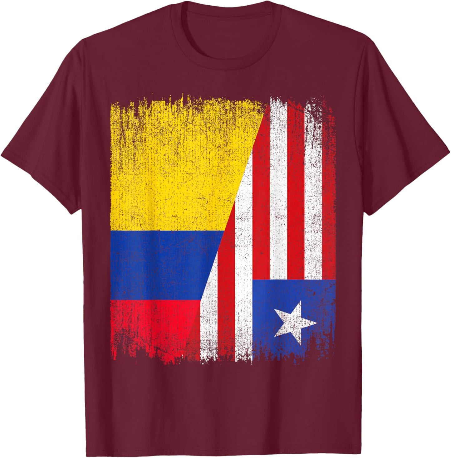 Half Colombia Liberia Flag Colombian Liberian Pride Roots T-Shirt - T-Shirt | Maroon